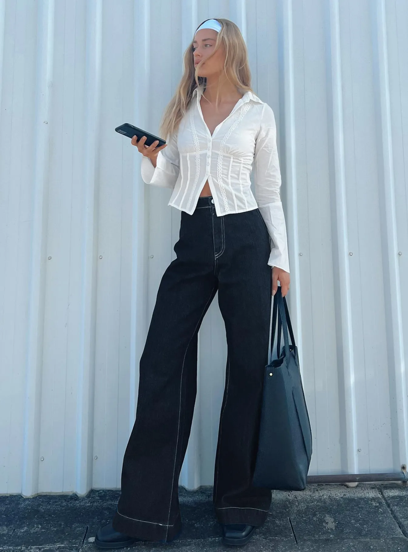 Princess Polly Boorala Wide Leg Jeans Dark Wash Denim Sale