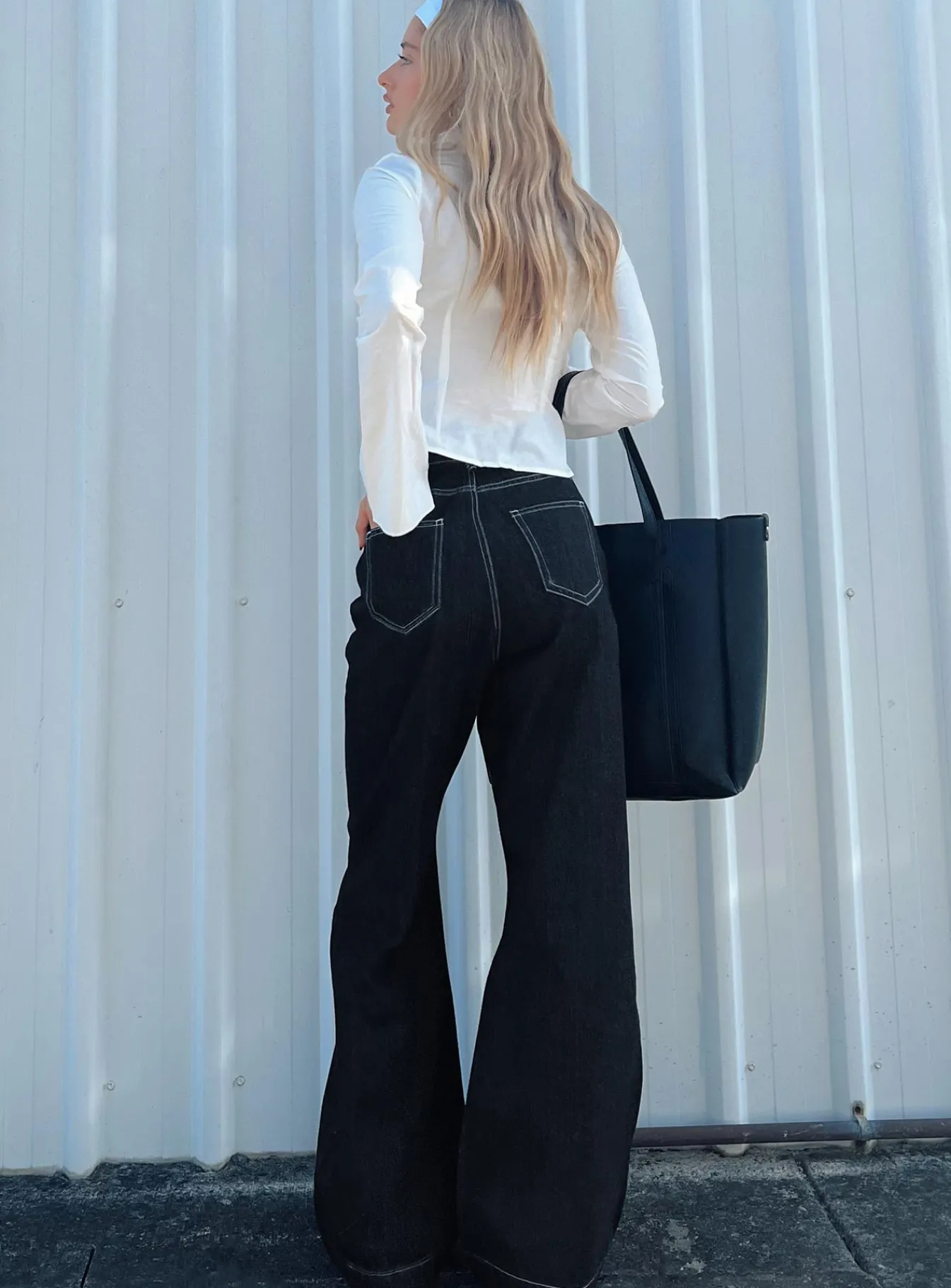 Princess Polly Boorala Wide Leg Jeans Dark Wash Denim Sale