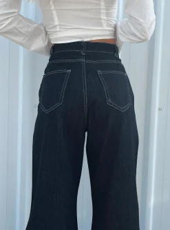 Princess Polly Boorala Wide Leg Jeans Dark Wash Denim Sale