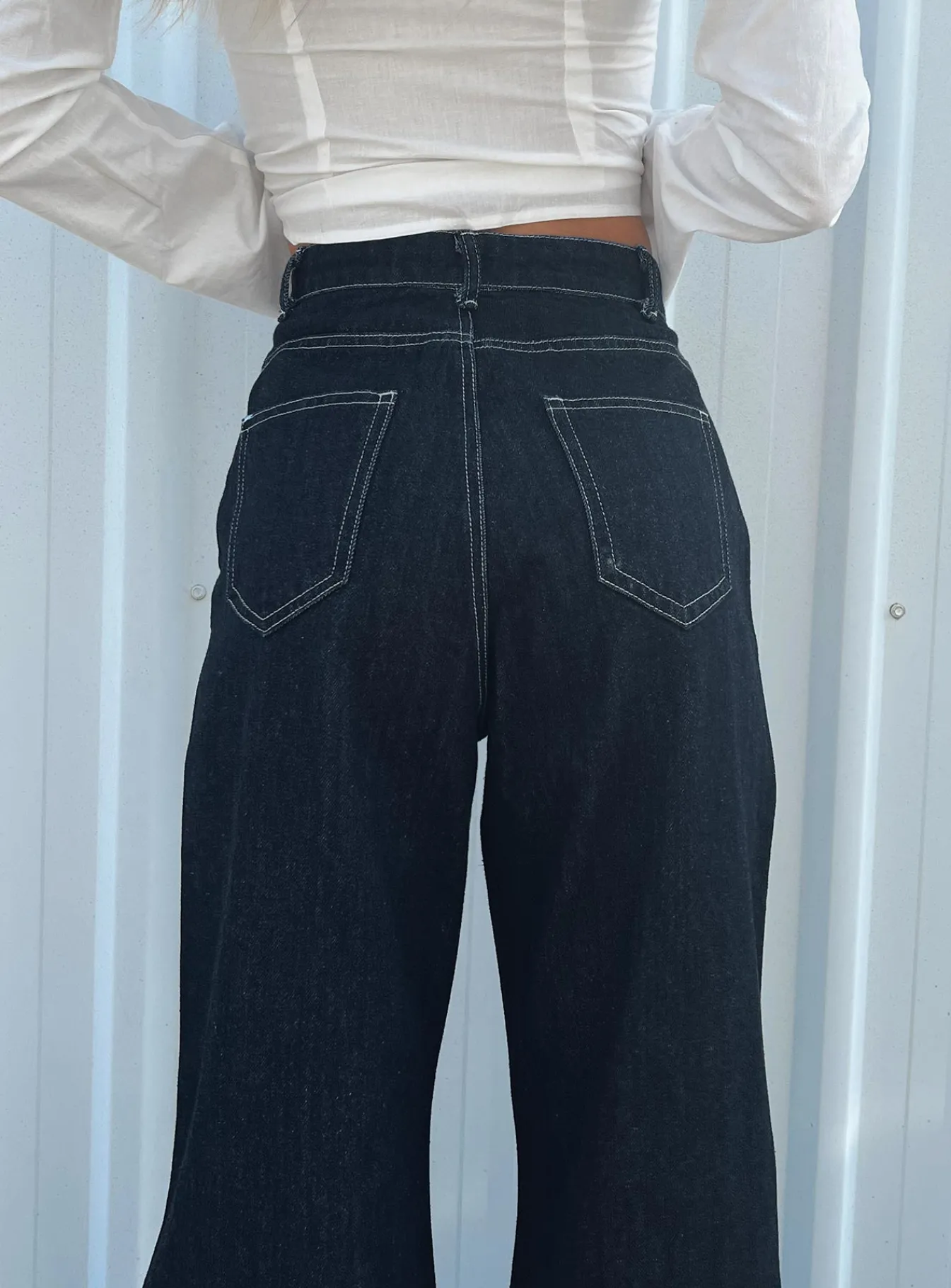Princess Polly Boorala Wide Leg Jeans Dark Wash Denim Sale