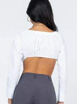 Princess Polly Botany Long Sleeve Top  White Cheap