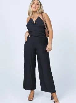 Princess Polly Both Of Us Jumpsuit  Black Clearance