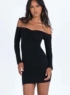 Princess Polly Bovey Long Sleeve Mini Dress  Black Outlet