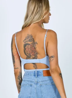Princess Polly Bow Bodysuit Blue Outlet