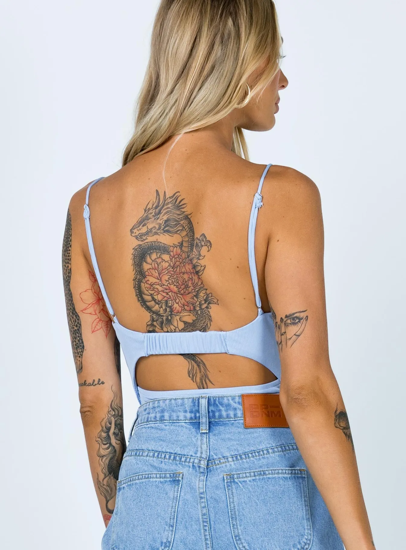 Princess Polly Bow Bodysuit Blue Outlet