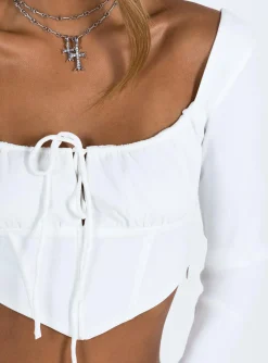 Princess Polly Boyce Long Sleeve Top White Shop