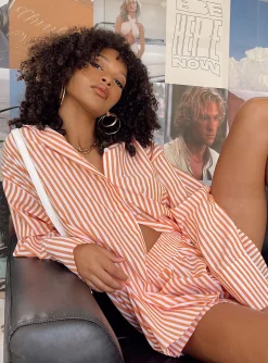 Princess Polly Boyfriend Shirt Orange Sale