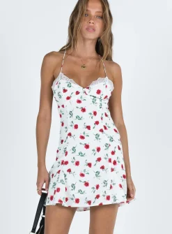 Princess Polly Boylan Mini Dress  White / Red Floral Outlet