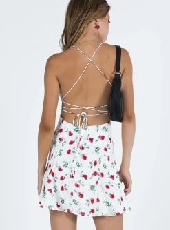Princess Polly Boylan Mini Dress  White / Red Floral Outlet