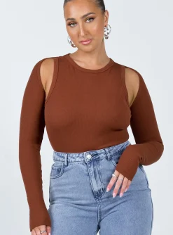 Princess Polly Bray Bolero Tank Bodysuit  Brown Cheap