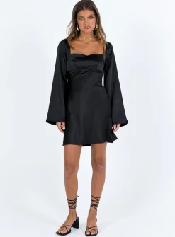 Princess Polly Braydon Long Sleeve Mini Dress  Black Outlet