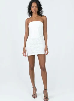 Princess Polly Brea Strapless Mini Dress White Hot