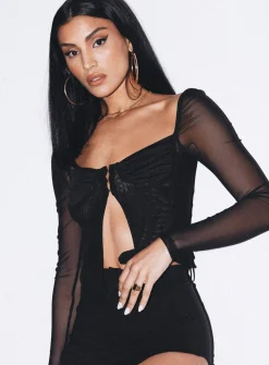 Princess Polly Bremmer Long Sleeve Top  Black Hot