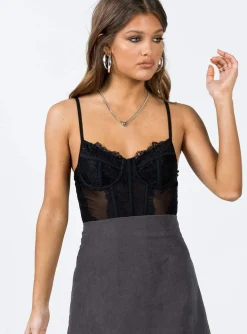 Princess Polly Brentwood Bodysuit  Black Sale