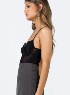 Princess Polly Brentwood Bodysuit  Black Sale