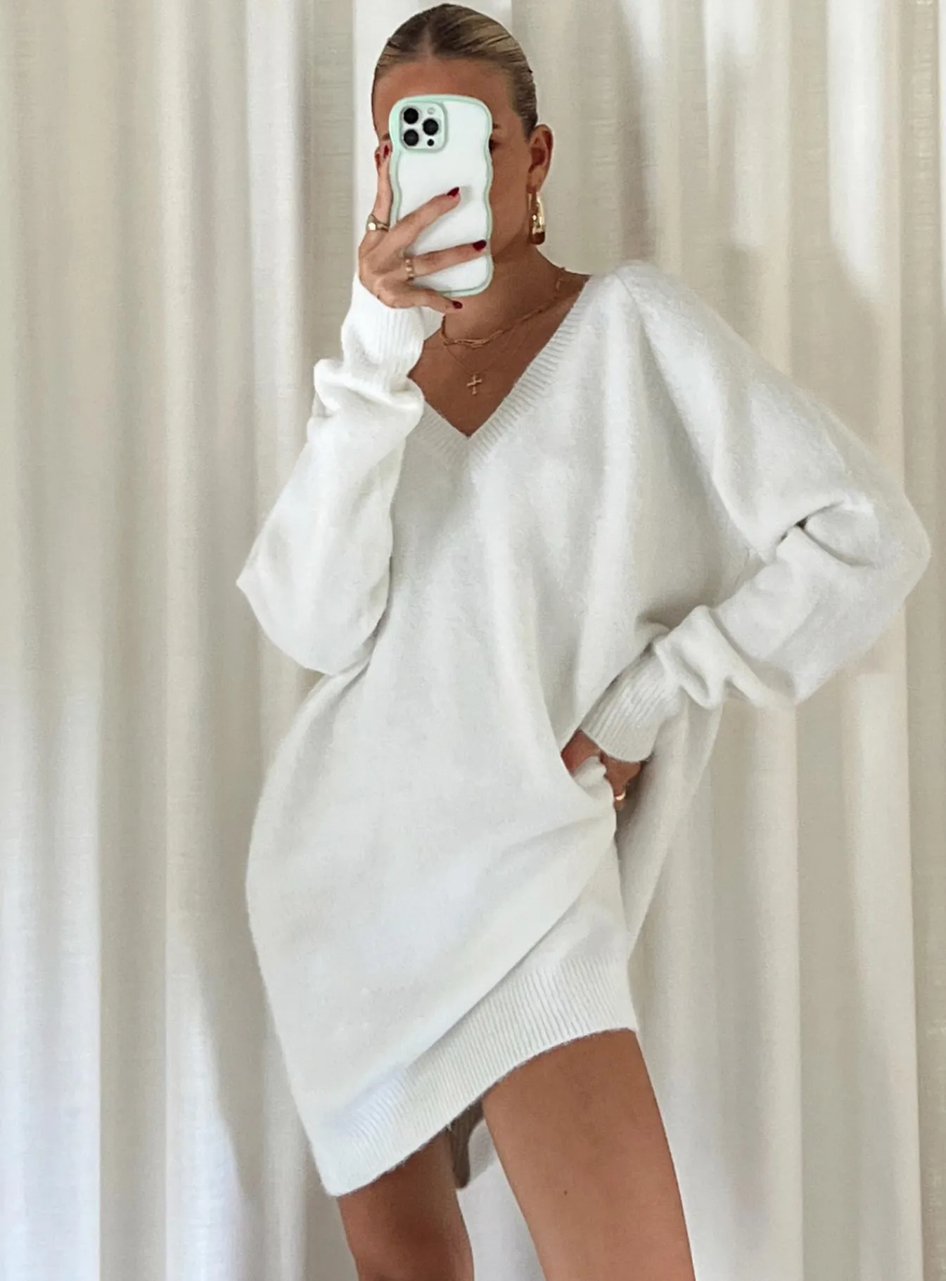 Princess Polly Breslin Sweater Dress Beige Sale