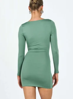 Princess Polly Brewer Long Sleeve Mini Dress  Green Discount