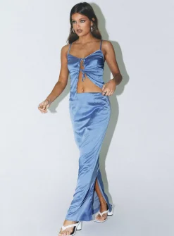 Princess Polly Brianne Maxi Skirt  Blue Flash Sale
