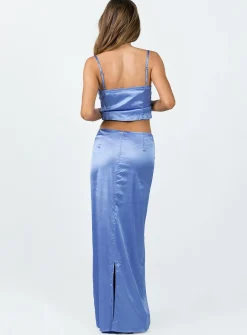 Princess Polly Brianne Maxi Skirt  Blue Flash Sale
