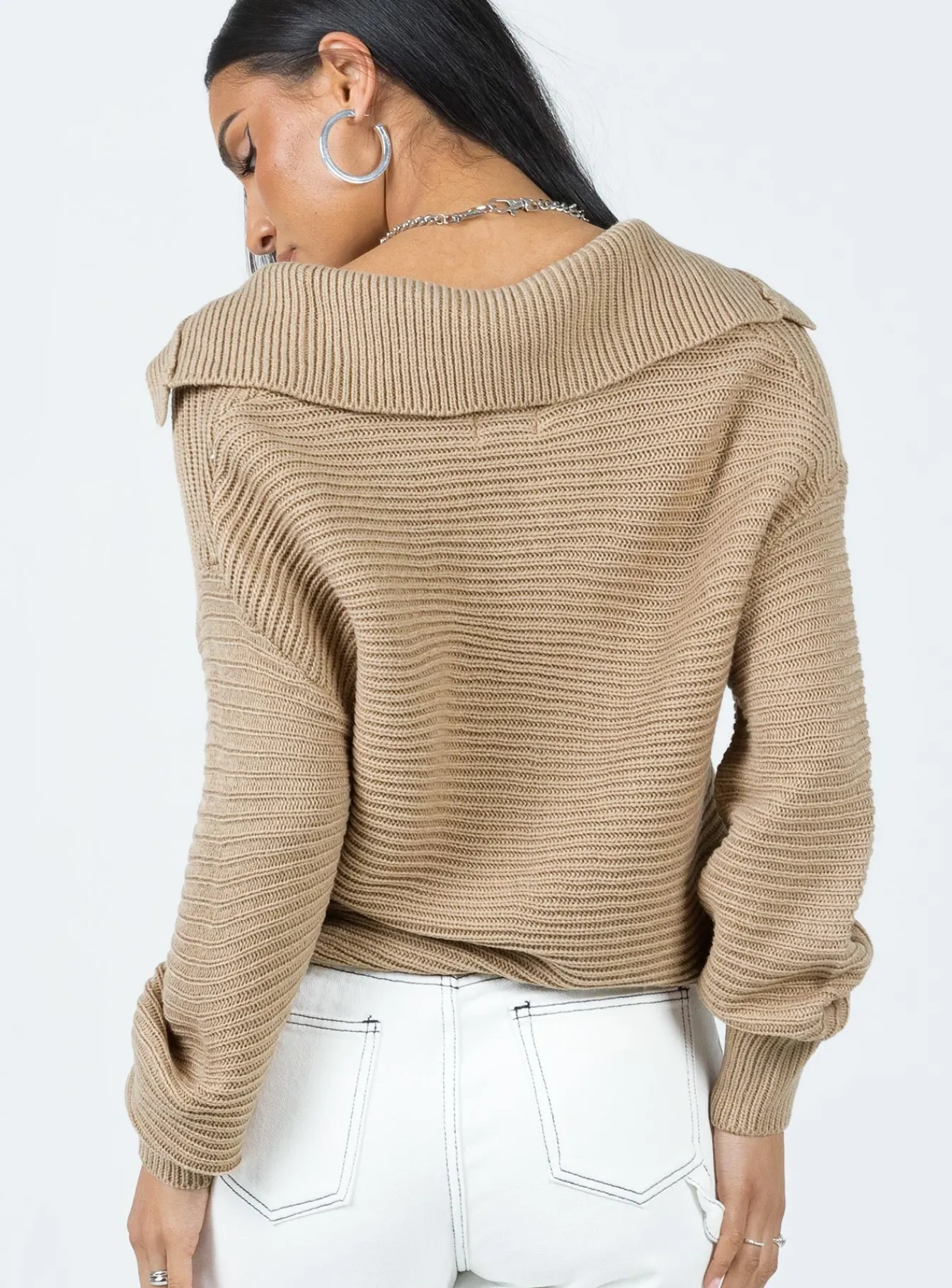 Princess Polly Brihni Oversized Knit Sweater Beige Flash Sale