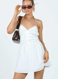 Princess Polly Briley Mini Dress  White Clearance