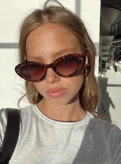 Princess Polly Brinney Sunglasses  Tort Hot