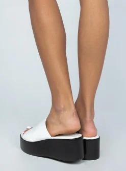 Princess Polly Britta Platform Heels  White Clearance