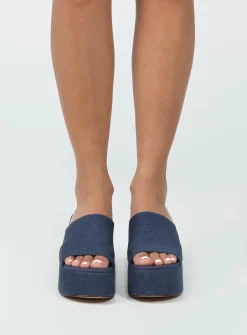 Princess Polly Broca Platform Sandal Dark  Denim Shop