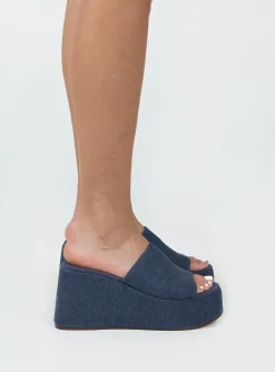 Princess Polly Broca Platform Sandal Dark  Denim Shop
