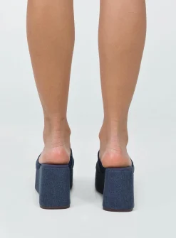Princess Polly Broca Platform Sandal Dark  Denim Shop