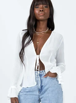 Princess Polly Brody Long Sleeve Top  White New