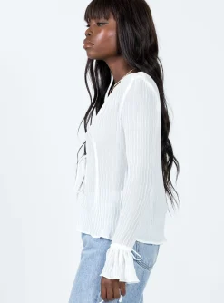 Princess Polly Brody Long Sleeve Top  White New
