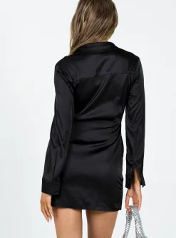 Princess Polly Brolin Long Sleeve Mini Dress  Black Best