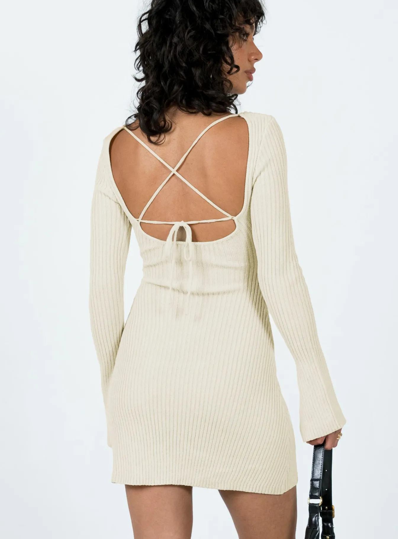 Princess Polly Brownhall Long Sleeve Mini Dress Beige Cheap