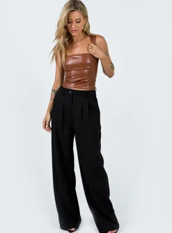 Princess Polly Brumby Pu Top  Brown Outlet