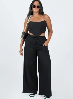 Princess Polly Brunie Pants  Black Hot