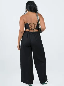 Princess Polly Brunie Pants  Black Hot
