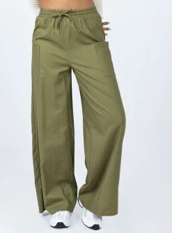 Princess Polly Brunie Pants Khaki   Green Best Sale