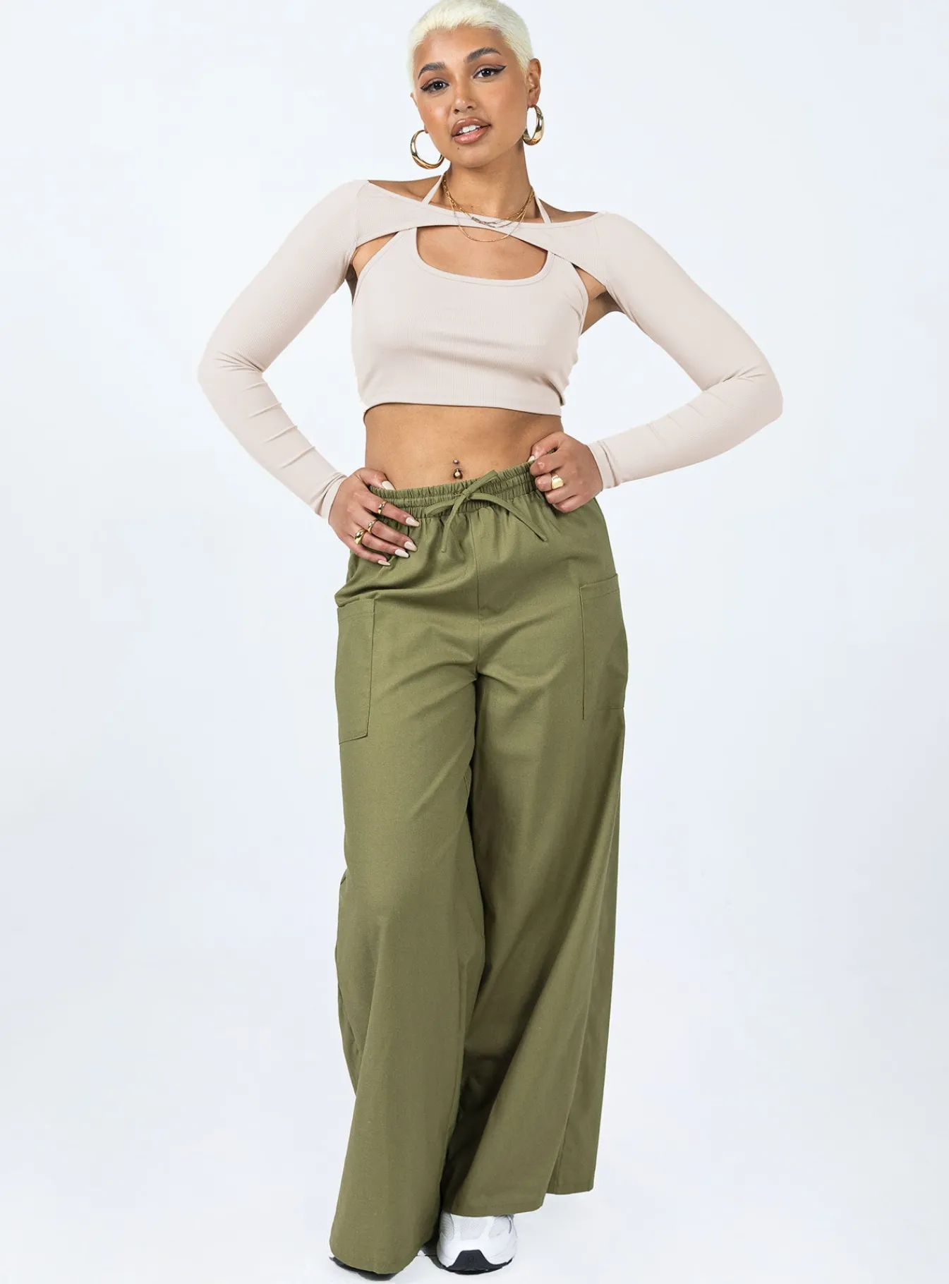 Princess Polly Brunie Pants Khaki Green Best Sale
