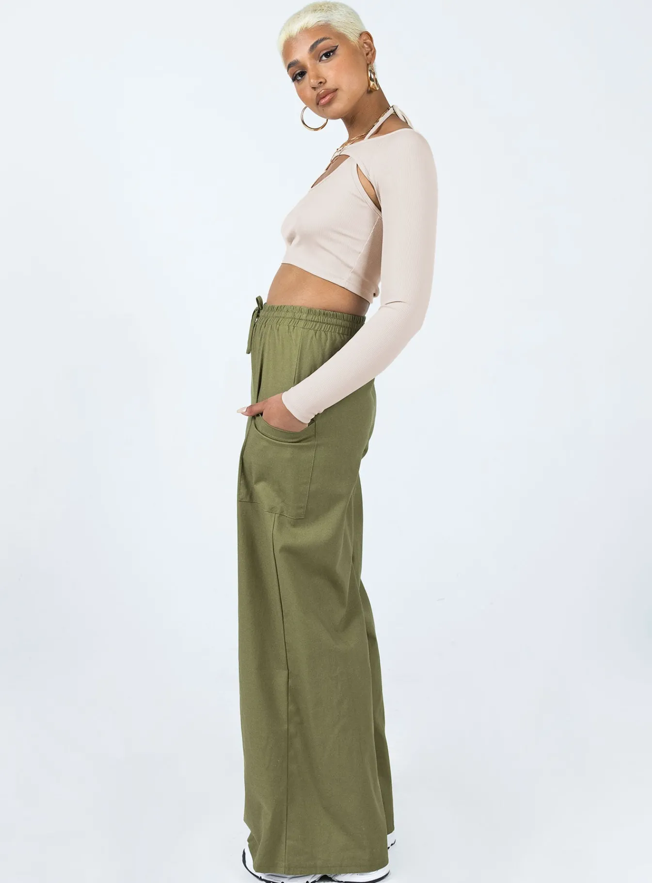 Princess Polly Brunie Pants Khaki Green Best Sale