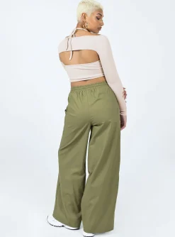 Princess Polly Brunie Pants Khaki Green Best Sale