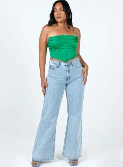 Princess Polly Buckner Strapless Top Green Best
