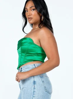 Princess Polly Buckner Strapless Top Green Best