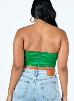 Princess Polly Buckner Strapless Top Green Best