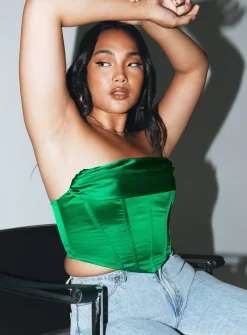 Princess Polly Buckner Strapless Top Green Best