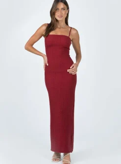 Princess Polly Buella Midi Dress  Burgundy Fashion