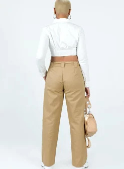 Princess Polly Burdem Low Waist Pants Camel   Brown Cheap