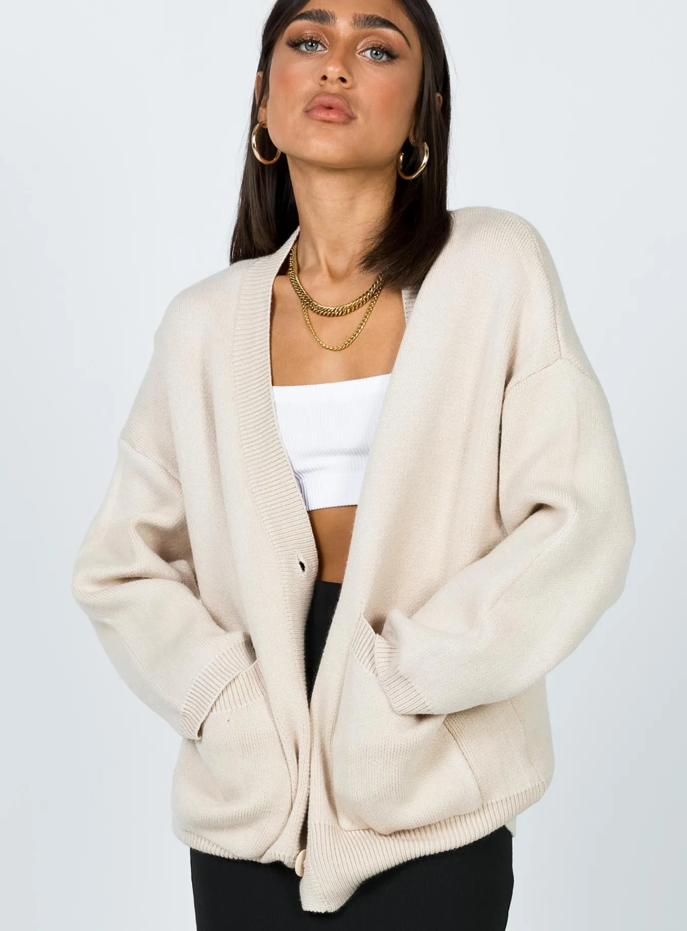 Princess Polly Burke Cardigan Cream Sale