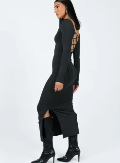 Princess Polly Burlington Long Sleeve Maxi Dress Black Cheap