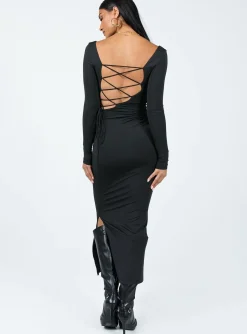 Princess Polly Burlington Long Sleeve Maxi Dress Black Cheap